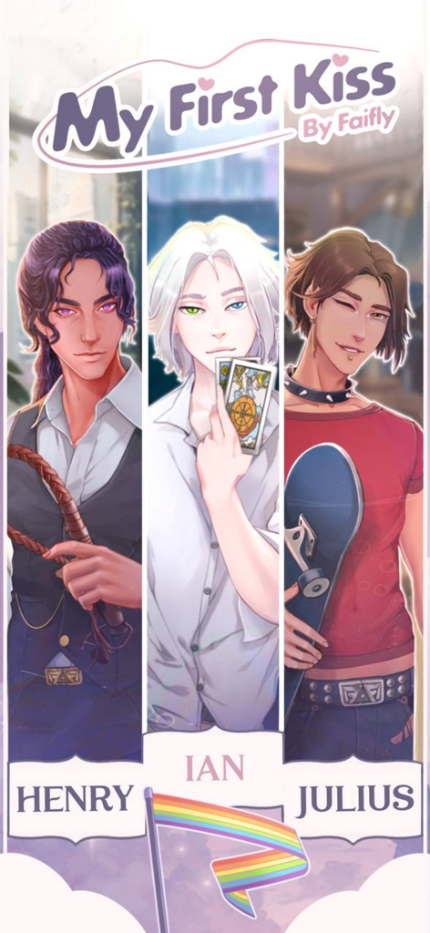 Episode My First Kiss BL Story - Tres intereses amorosos masculinos Henry, Ian y Julius del juego Episodio Mi Primera Historia de Besos BL