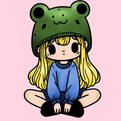 a girl wearing a frog hat and some frog socks