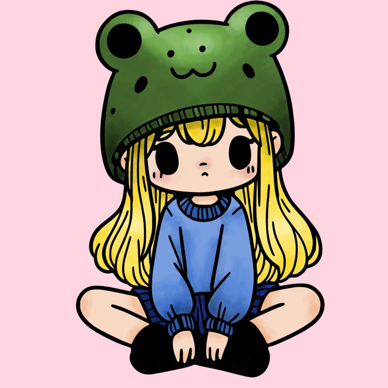 a girl wearing a frog hat and some frog socks