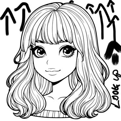 realistic girl with blonde hair with bangs