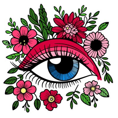 eye with flowers