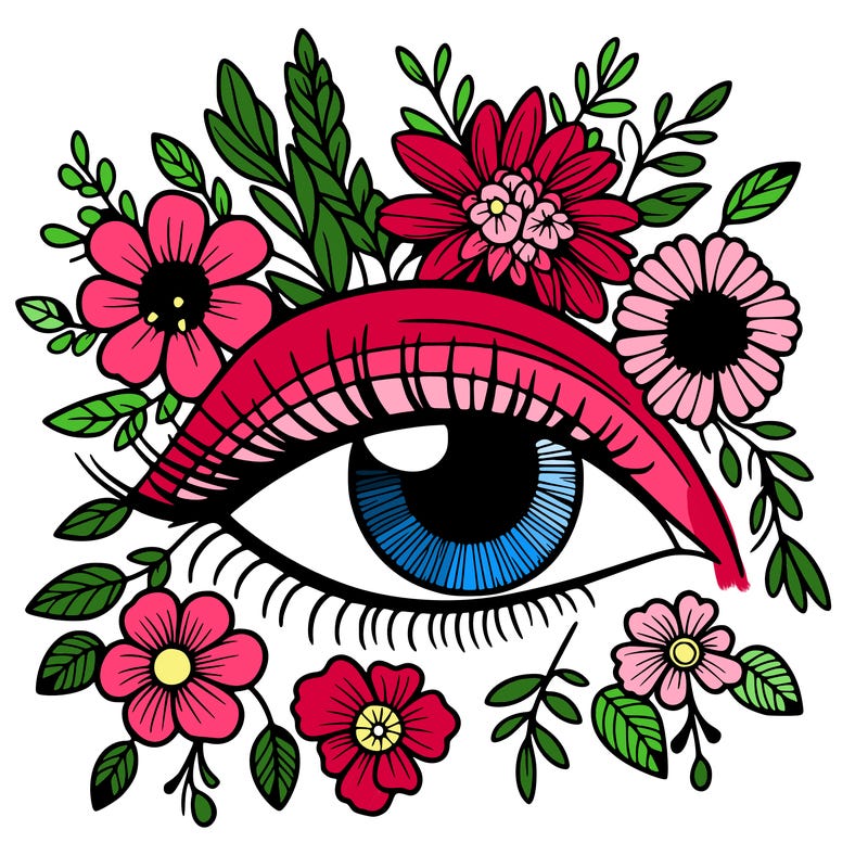 eye with flowers