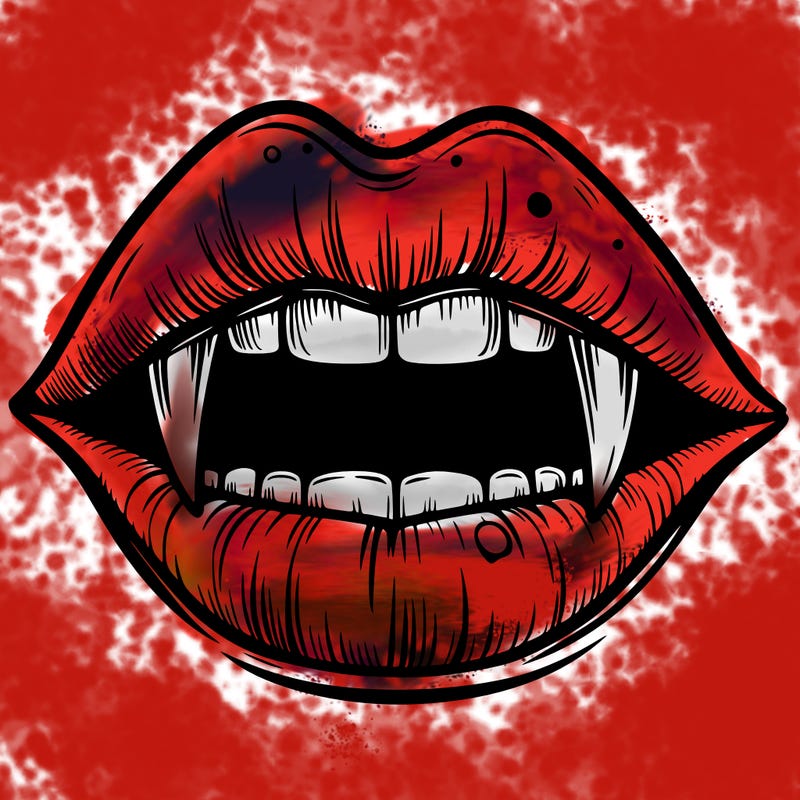 lips with vampire teeth