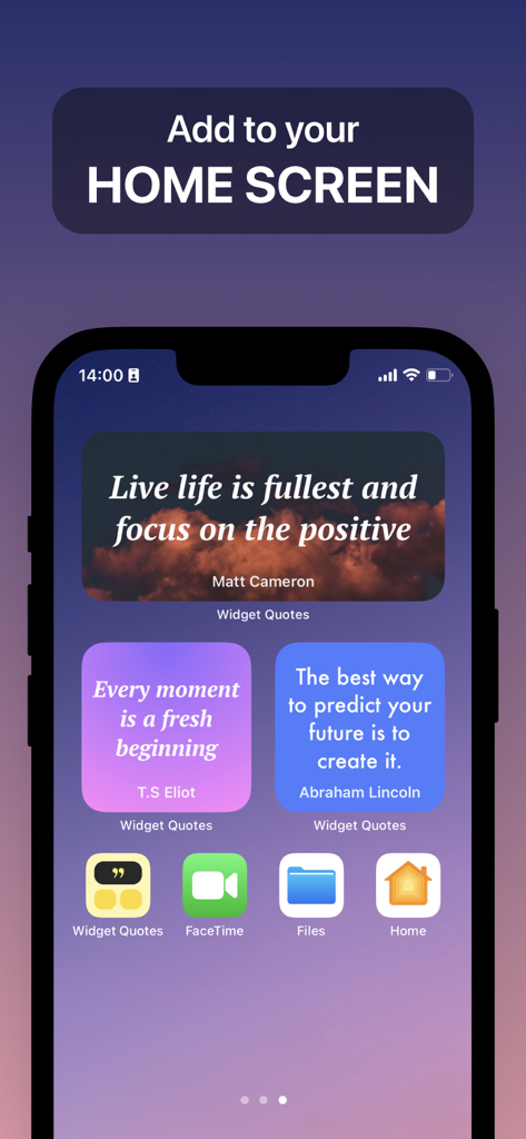 Widget Quotes - Aesthetic motivational quote widgets on an iPhone home screen