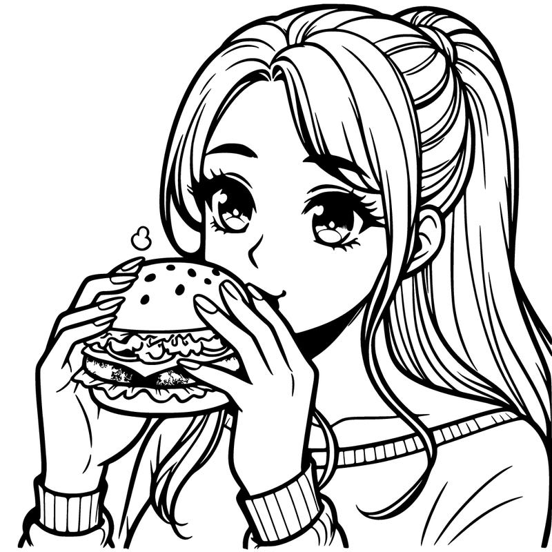 woman eating burger