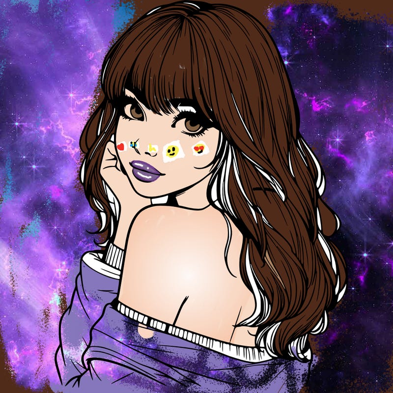 realistic girl with bangs looking over her shoulder