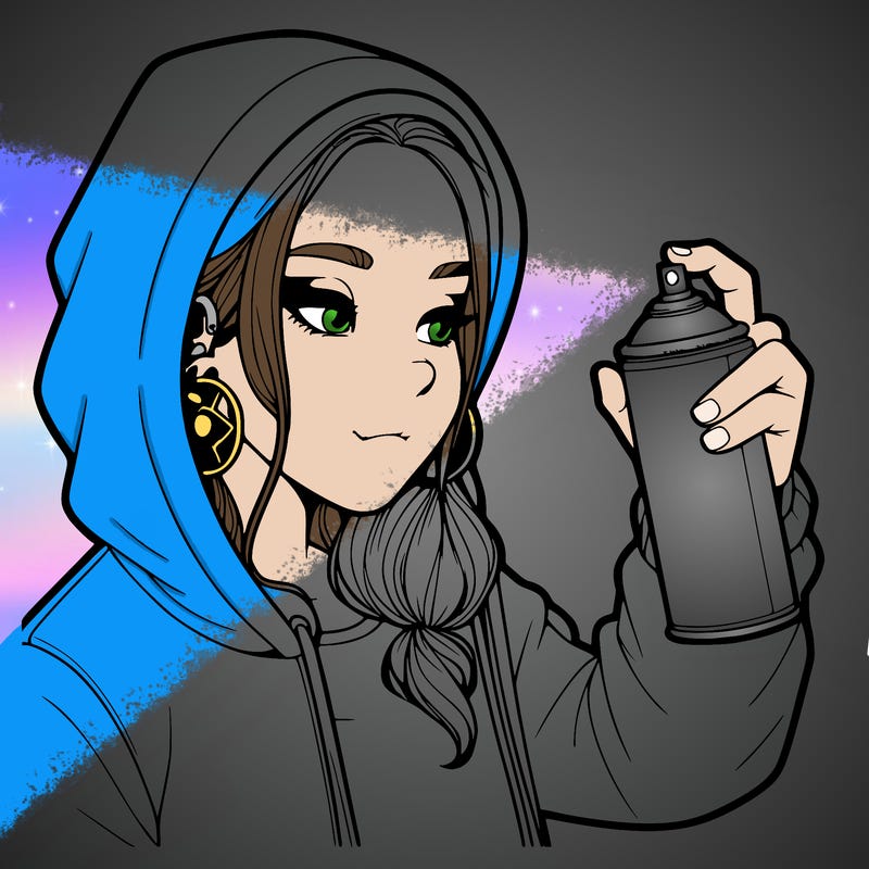 a realistic girl, spray painting
