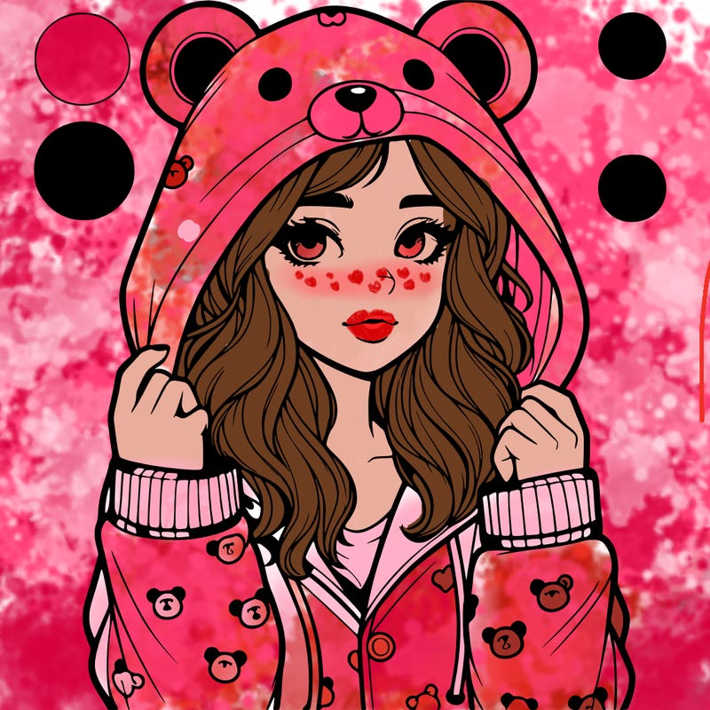 realistic girl in a animal pjs hoodie