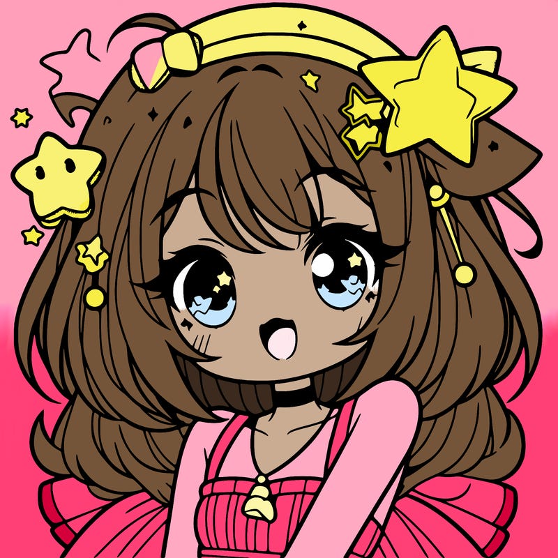 cute anime girl with star accessories