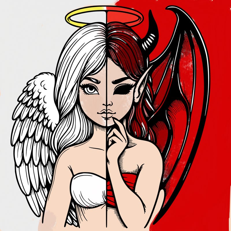 realistic angel half demon