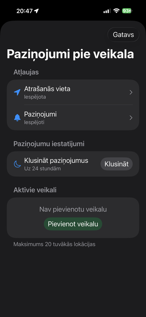 Echo Time Voice Assistant - Store notification settings screen in Echo Time voice assistant app.