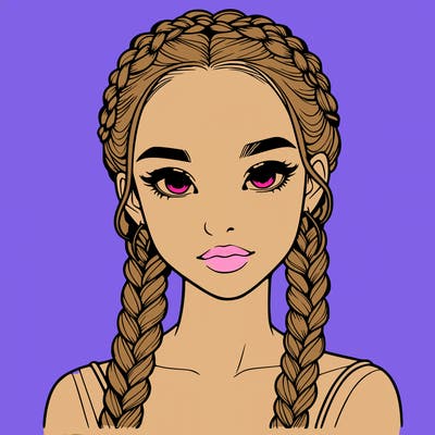 realistic girl with braids