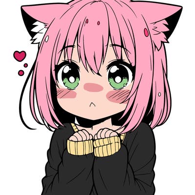shy anime catgirl