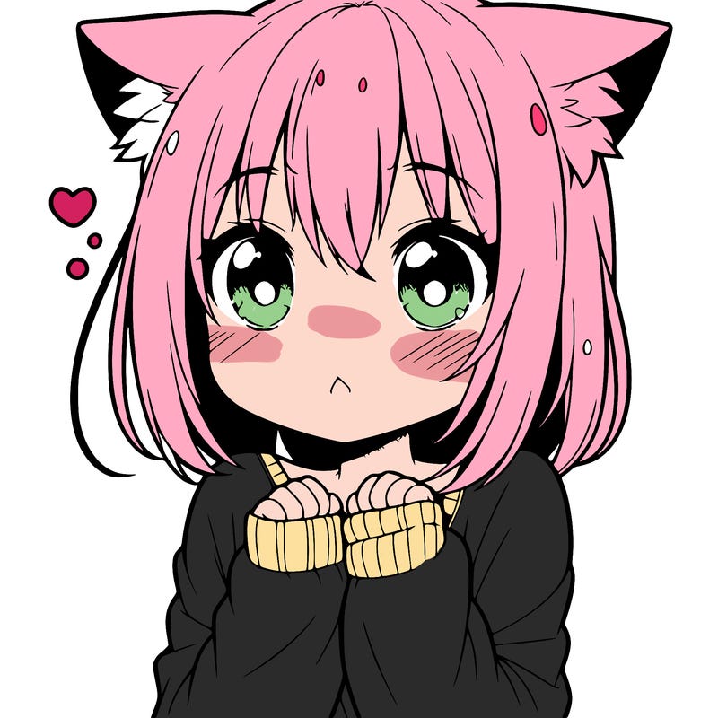 shy anime catgirl