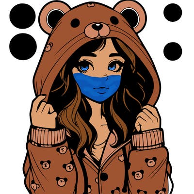 realistic girl in a animal pjs hoodie