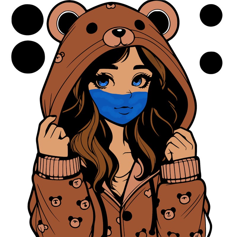 realistic girl in a animal pjs hoodie