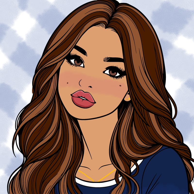 realistic girl with hair on her hair and lips