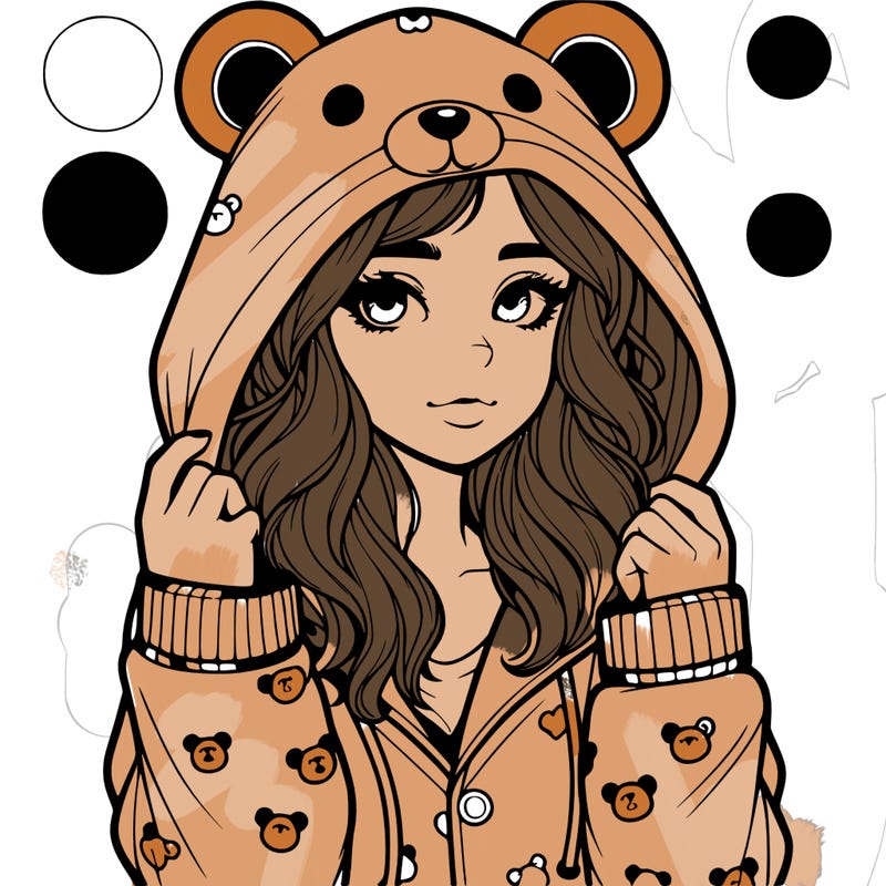 realistic girl in a animal pjs hoodie