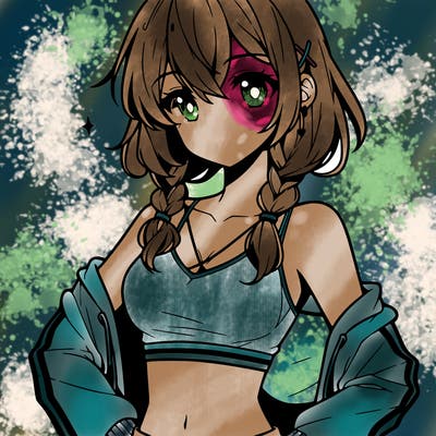 anime girl wearing crop top