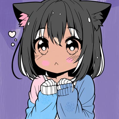 shy anime catgirl