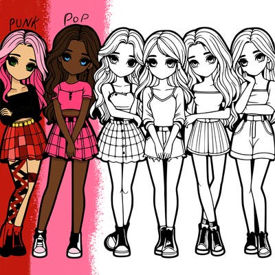 a group of girls realistic