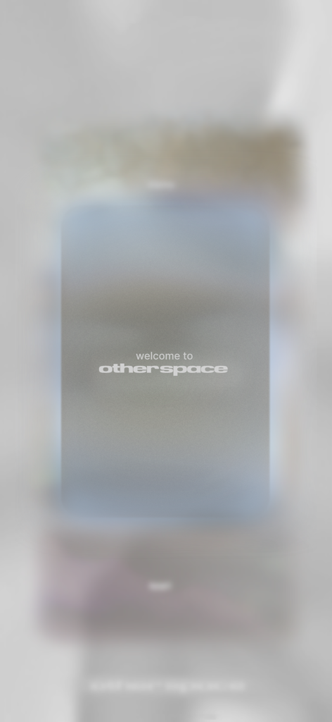 otherspace - Introductory welcome screen of the otherspace app with a minimalist grainy texture background