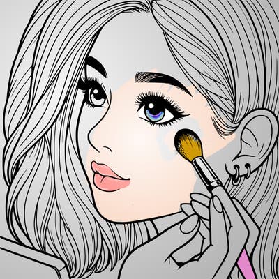 a realistic girl doing her makeup