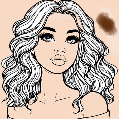 realistic girl with wavy hair and lips