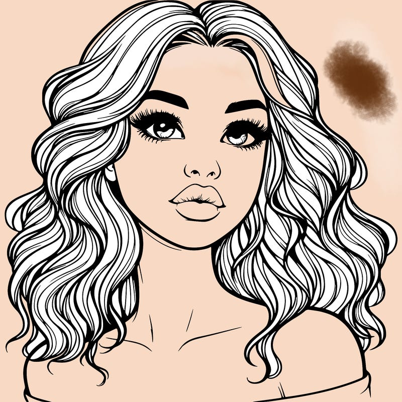 realistic girl with wavy hair and lips