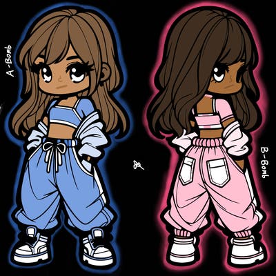 girl in crop top and baggy pants