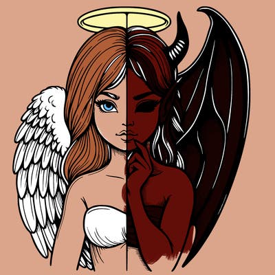 realistic angel half demon