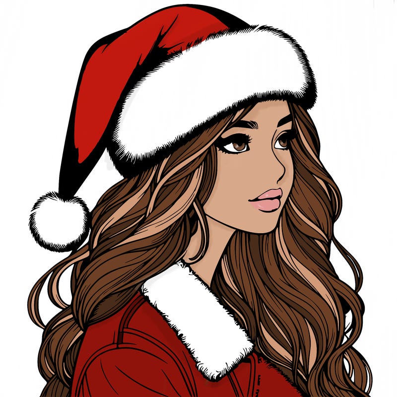 realistic girl in santa hat