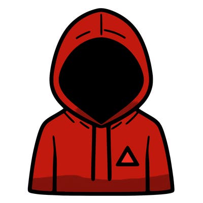 a person with non face waering a hoodie with a small triangle symbol