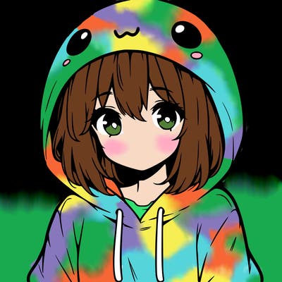 anime cute girl with hoodie