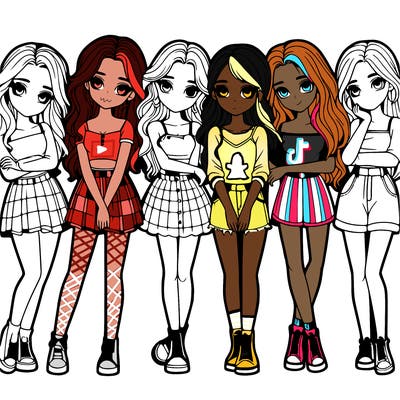 a group of girls realistic