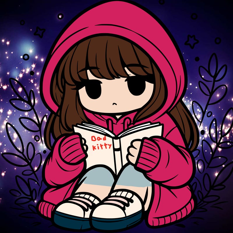 girl in oversized hoodie reading a book