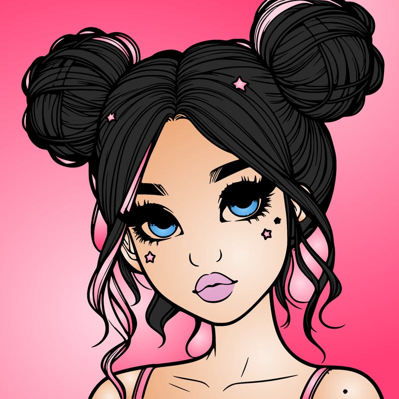 realistic girl with space buns
