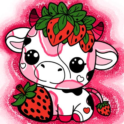 cute strawberry cow