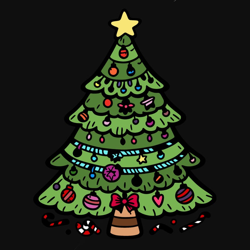 christmas tree with lots of details