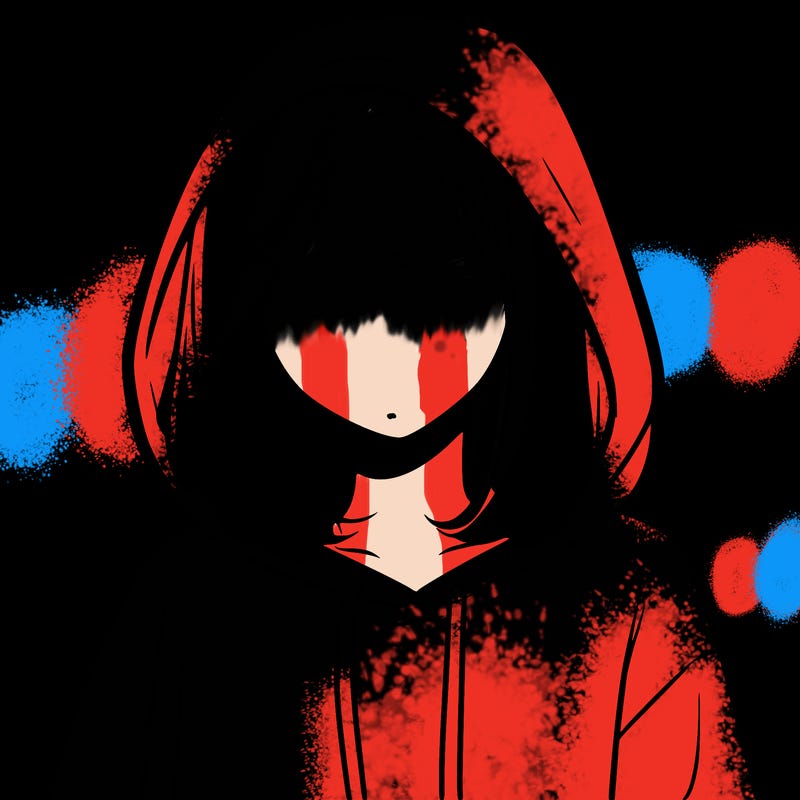 a faceless girl in a hoddie
