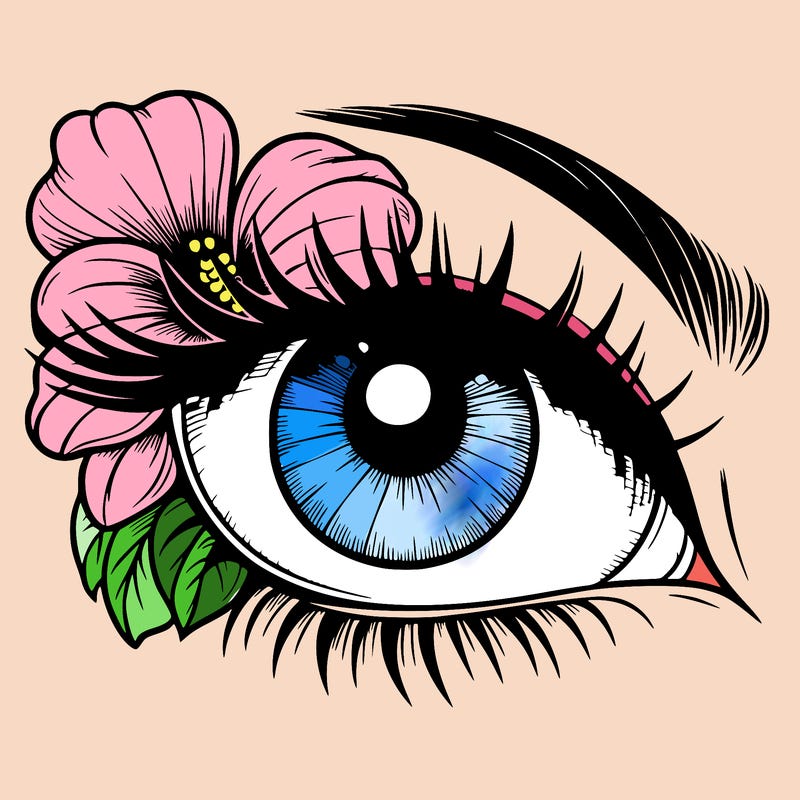 realistic eye with flower