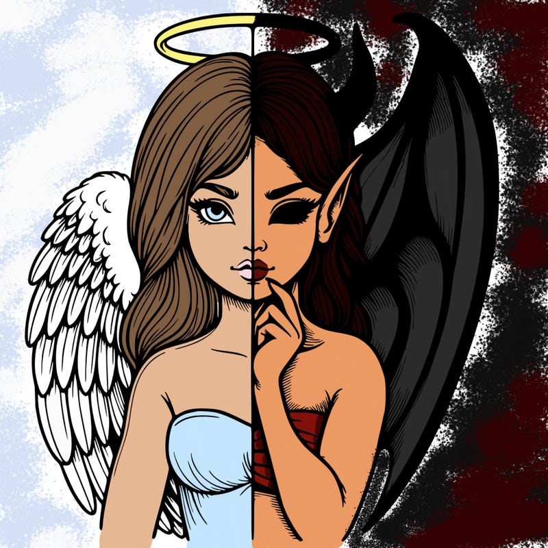 realistic angel half demon