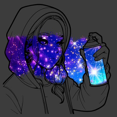 a realistic girl, spray painting