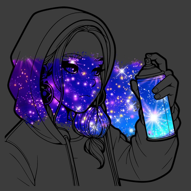 a realistic girl, spray painting