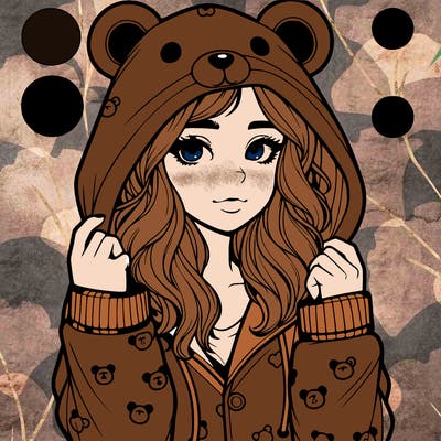 realistic girl in a animal pjs hoodie