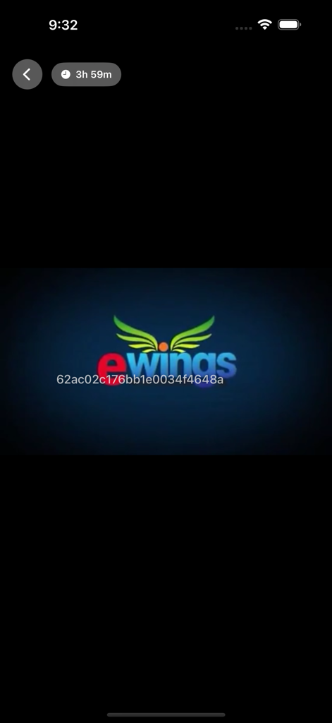 eWings - The eWings app logo with green and orange wings on a dark background splash screen.