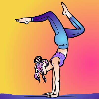 a woman doing a handstand