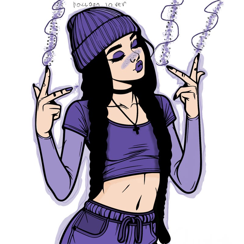 realistic teenage girl with braids and a beanie and crop top doing 🫶🏼