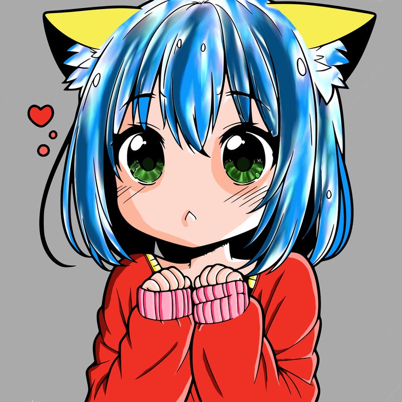 shy anime catgirl
