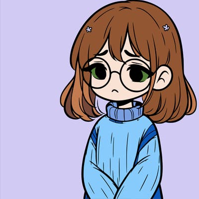 sad girl with glasses in a sweater